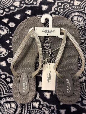 Capelli of New York Gray Rhinestone Strap Sandals